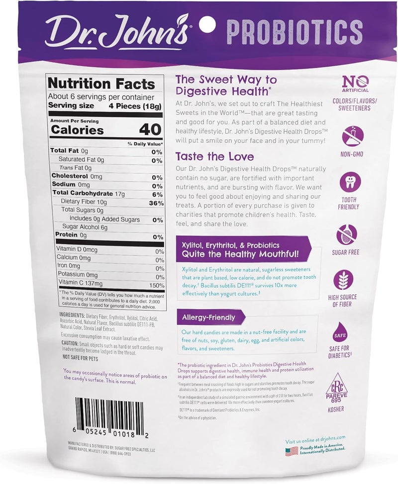 Dr. John's Healthy Sweets Dr. John's Probiotics Digestive Health Drops - Watermelon, Green Apple & Strawberry - Image 2